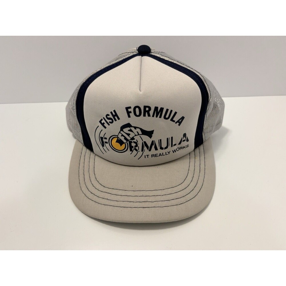 FISH FORMULA SnapBack Hat Trucker VTG 60% Cotton Gray OSFA It Really Works.